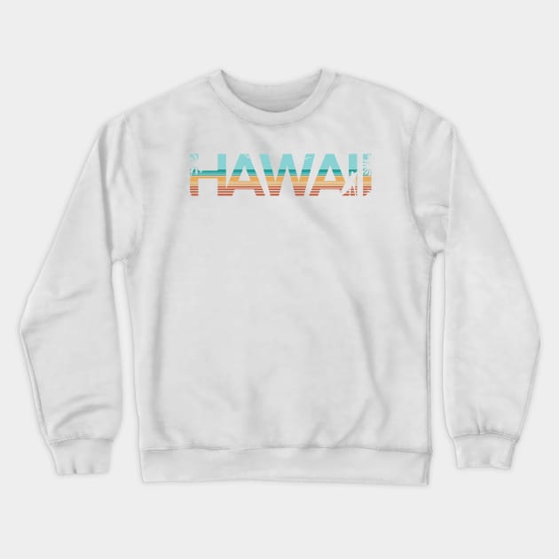 Hawaii Art Surf Beach Vintage Hawaiian Beach Maui Island Retro Honolulu Flower Crewneck Sweatshirt by Shirtsurf